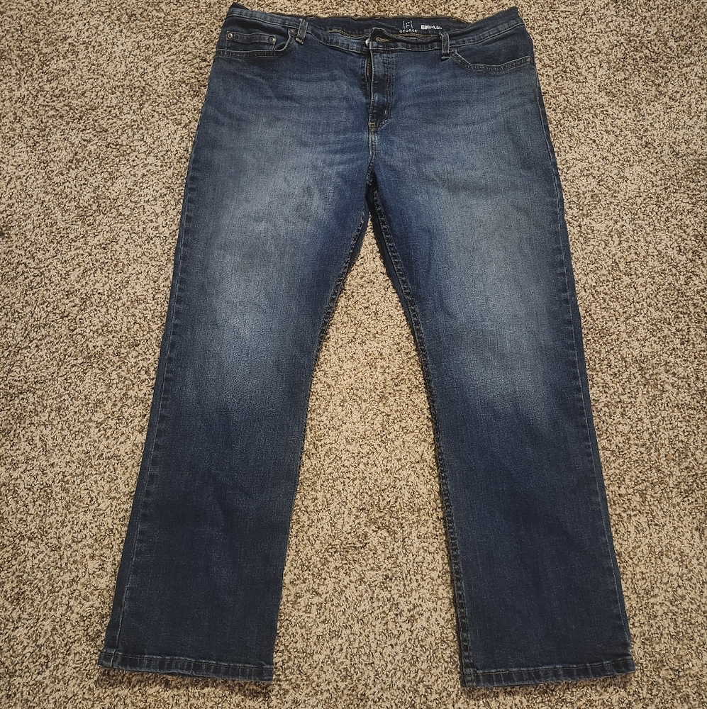 Mens George Blue Straight Jeans Classic Style